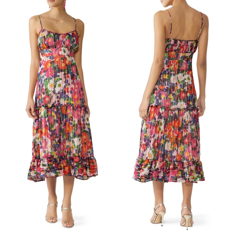 Saloni Bella Silk Midi Dress